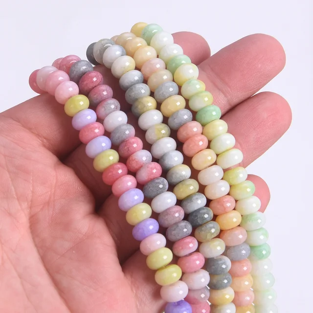 50pcs Mixed Colors Rondelle Shape 8x5mm Opaque Glass Loose Spacer Beads Lot For Jewelry Making DIY Bracelet Findings 6