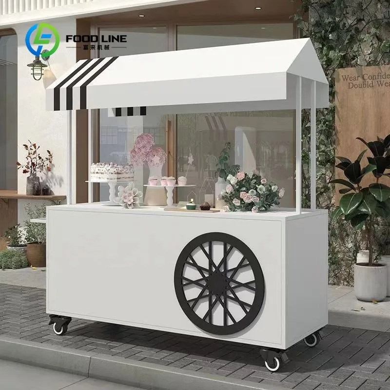 Customized Hand Pushed Stainless Steel Food Cart Portable Street Food Cart for Commercial Catering and Vending Needs