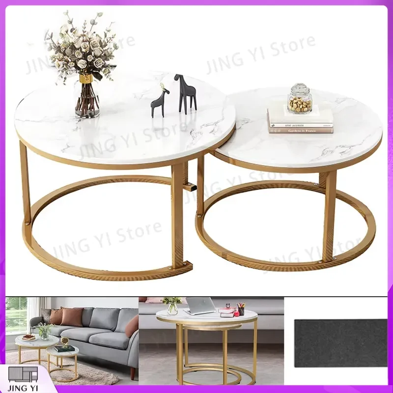 Nesting Coffee Tables Set of 2 Round Stacking Sofa Side Tables for Living Room Home Office Study Desk Table Furniture