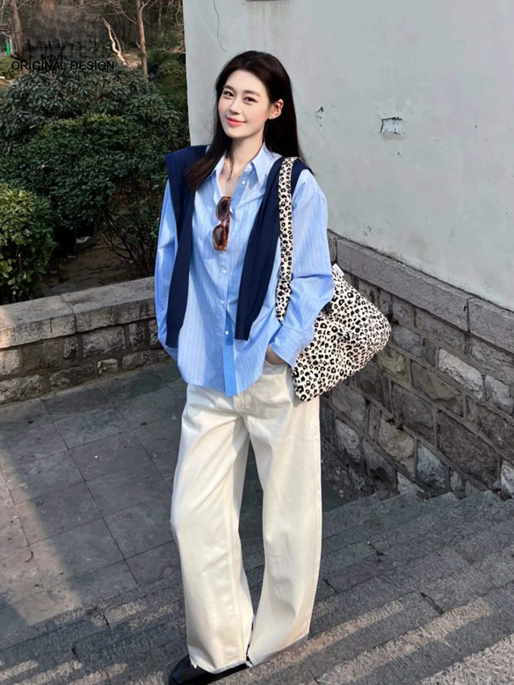 

High Waist Straight Leg Jeans Women's Loose Fit Slimming Wide Leg Pants American Minimalist Style Spring Summer Casual Jeans