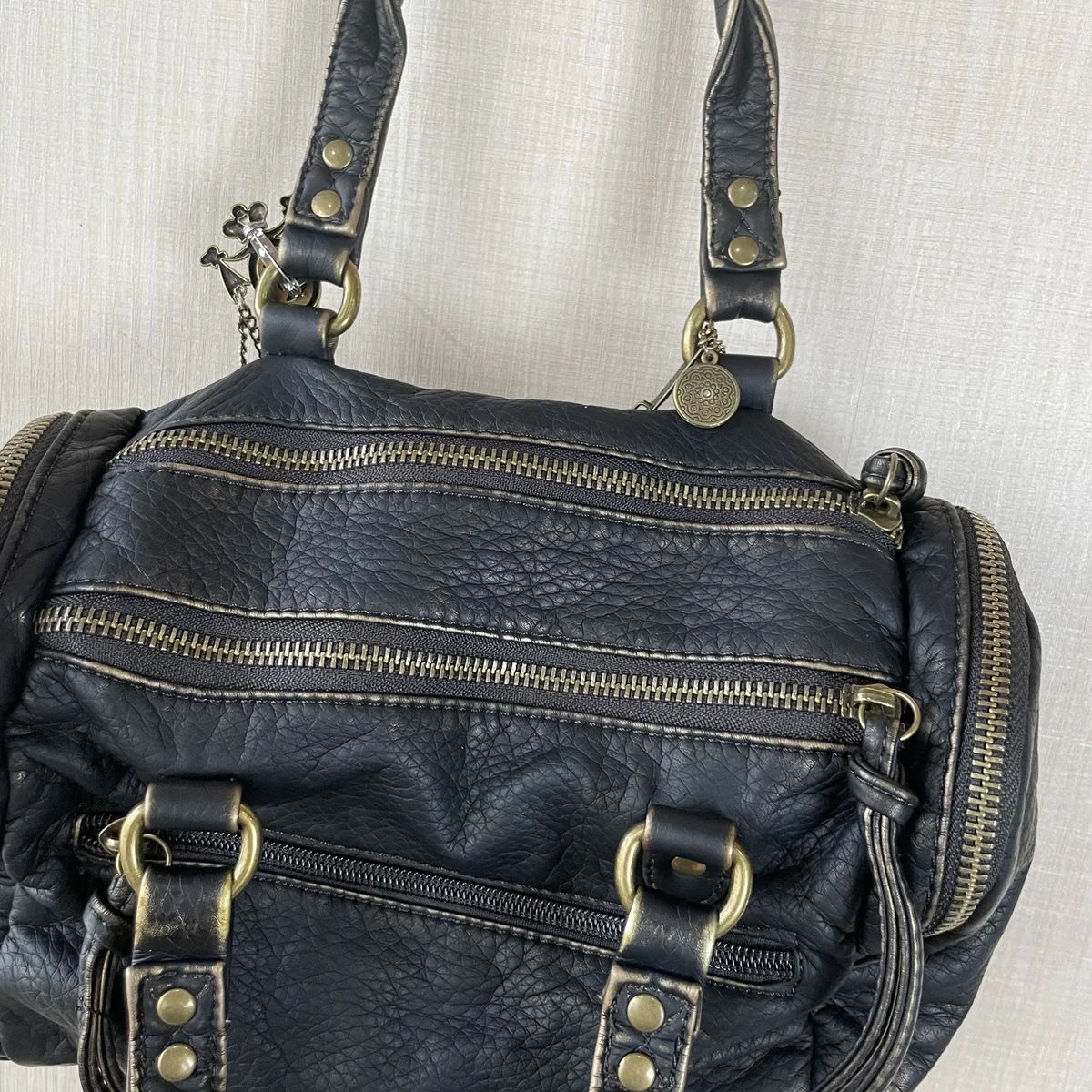 Angel kiss Handbag Women Small Boston Bag Satchel Top-handle PU Shoulder Bag Vintage Dumpling Pack Multi-pockets Shoulder Bags