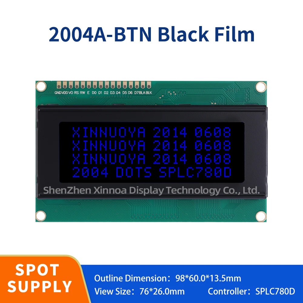 Large Quantity Of Stock 2004A Character Dot Matrix Lcd Screen Btn Black Film Blue Character Splc780D Lcd Screen Stock Module