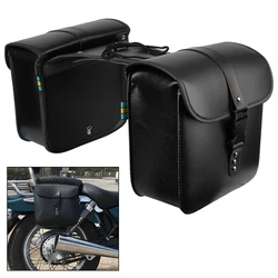 Retro PU Leather Motorcycle Saddlebag Saddle Bags Pouch Storage Case Side Luggage Tank Suitcase Waterproof Motorbike Accessories