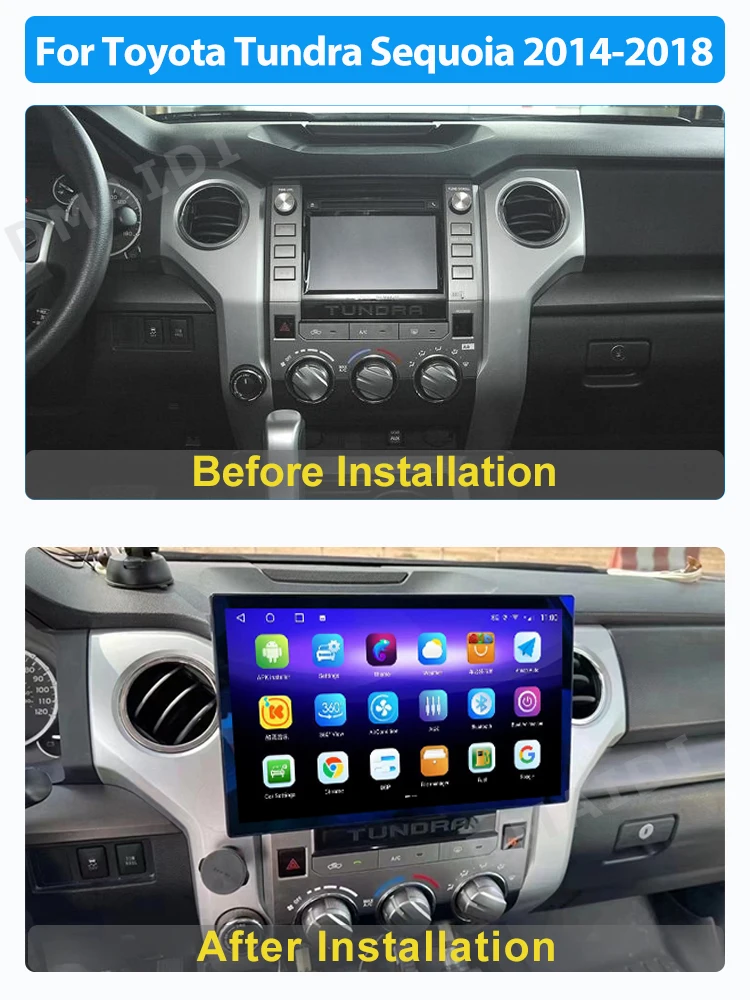 Carplay Auto Android Car Radio For Toyota Tundra Sequoia 2014 - 2023 Stereo Receiver Multimedia Player GPS Navi Head Unit Screen