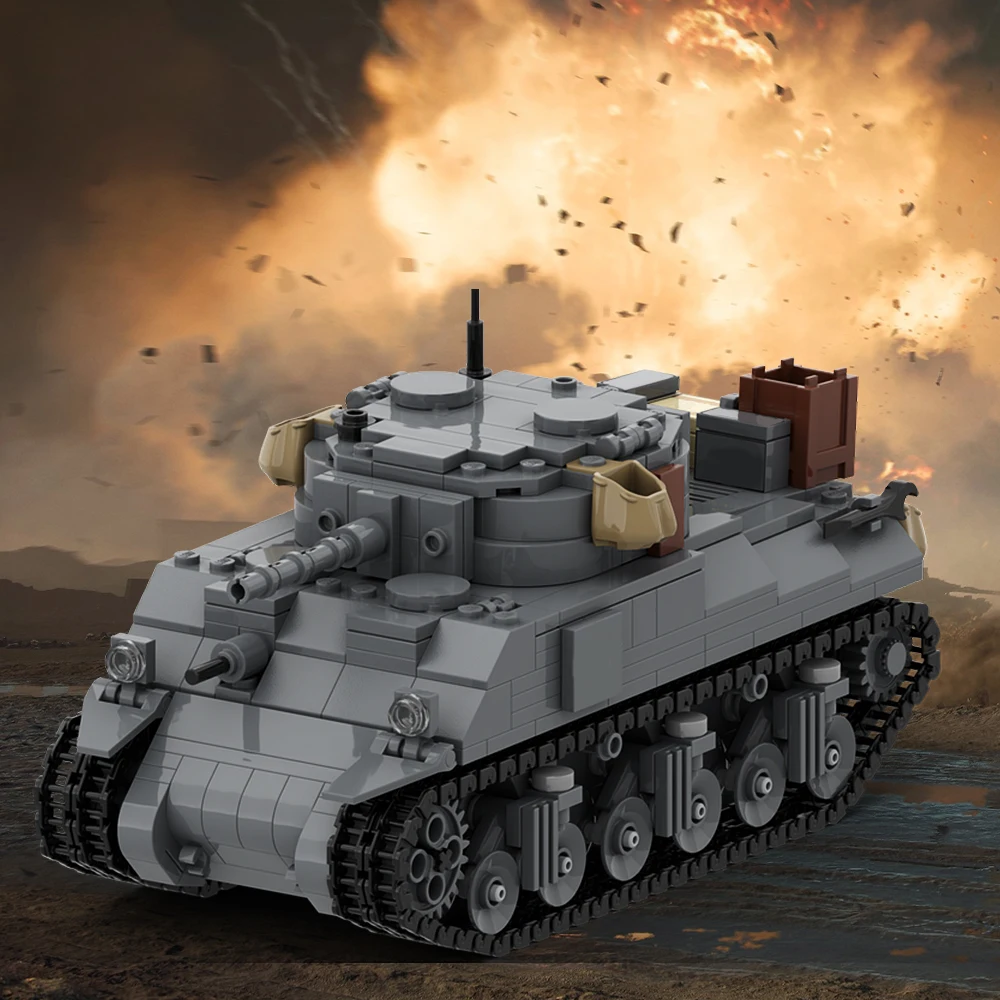 

MOC Military Sherman M4 Tank Building Blocks WW2 US Army Military Tank Weapon Bricks Assemble Toys Kids Birthday Gifts Tank Toy