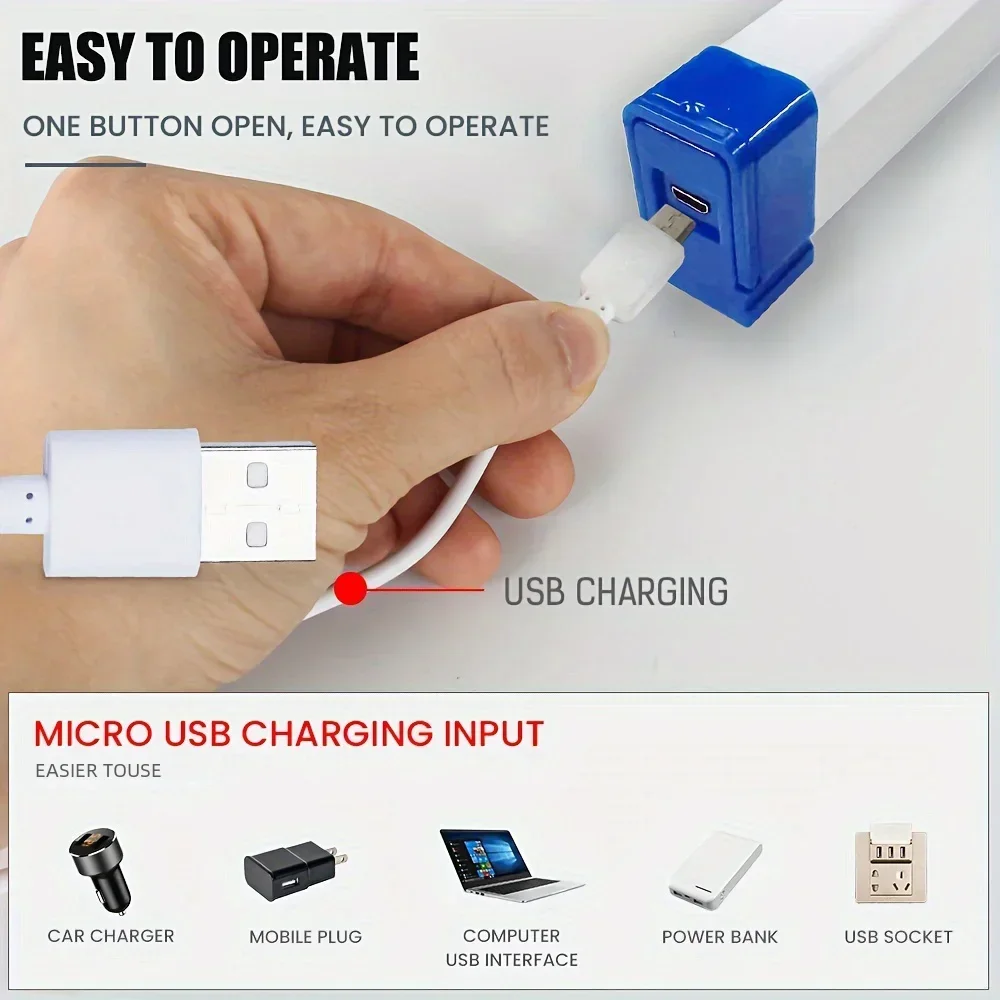 Portable LED Long Strip Emergency Light Rechargeable Outdoor Lighting Camping Work Light MagneticSuspension Portable Light Bulb