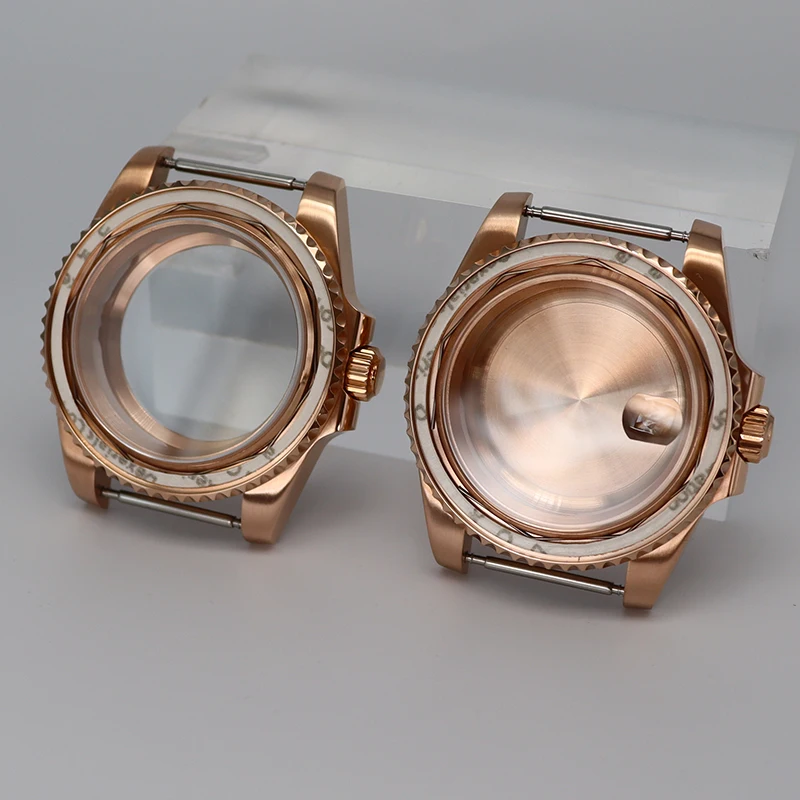 

200M Diving 40mm Rose Gold Watch Case Sapphire Crystal For GMT SUB Seiko NH35 NH36 NH38 NH34 4R36 Miyota 8215 ETA 2824 Movement