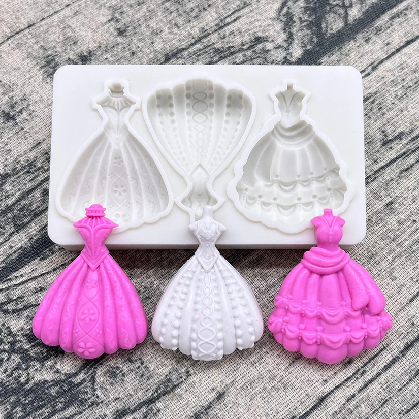 Skirt Evening Dress Silicone Mold Sugarcraft Chocolate Cupcake Baking Mold Fondant Cake Decorating Tools