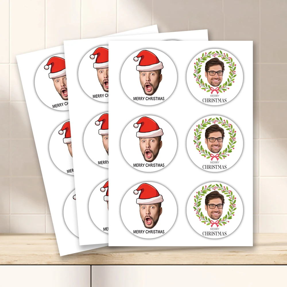 Personalisierte Weihnachtsaufkleber für das Gesicht, perfekt zum Dekorieren von Party-Souvenirs, Weihnachtsfeiern und Weihnachtsgeschenken