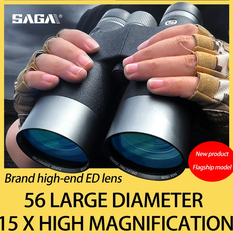 SAGA ED Lens 15x56 Professional Binoculars Suitable for Traveling, Camping, Hunting, Outdoor Bird Watching  Oculares Telescopio