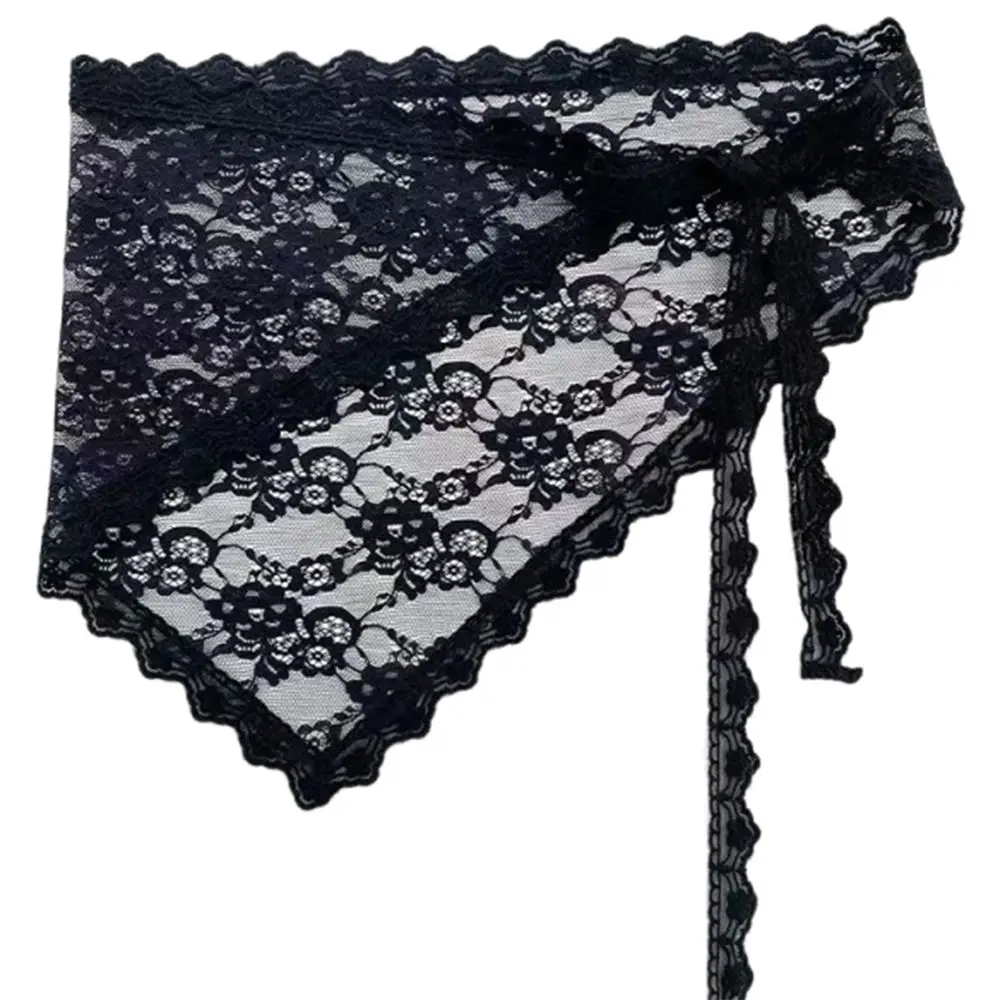 Y2K Mezza gonna in pizzo Ricamo floreale alla moda Foulard primaverile coreano Design monopezzo Triangolo con lacci Gonna corta Streetwear