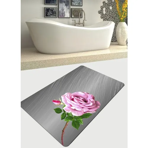 Ardizayn Pink Rose Pattern 70 X120 cm Slip-Resistant Leather Sole Bath Mat, Mat