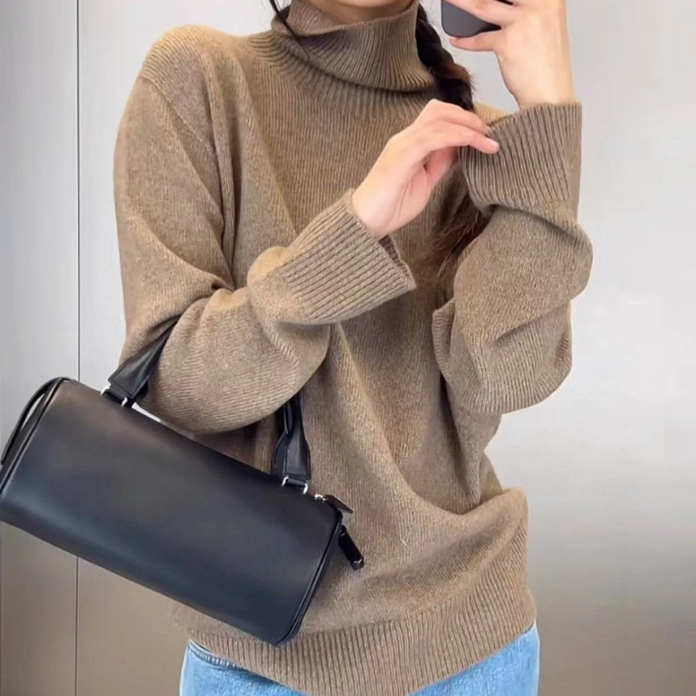 

Кашемировый шерстяной свитер с высоким воротником, трикотаж для женщин