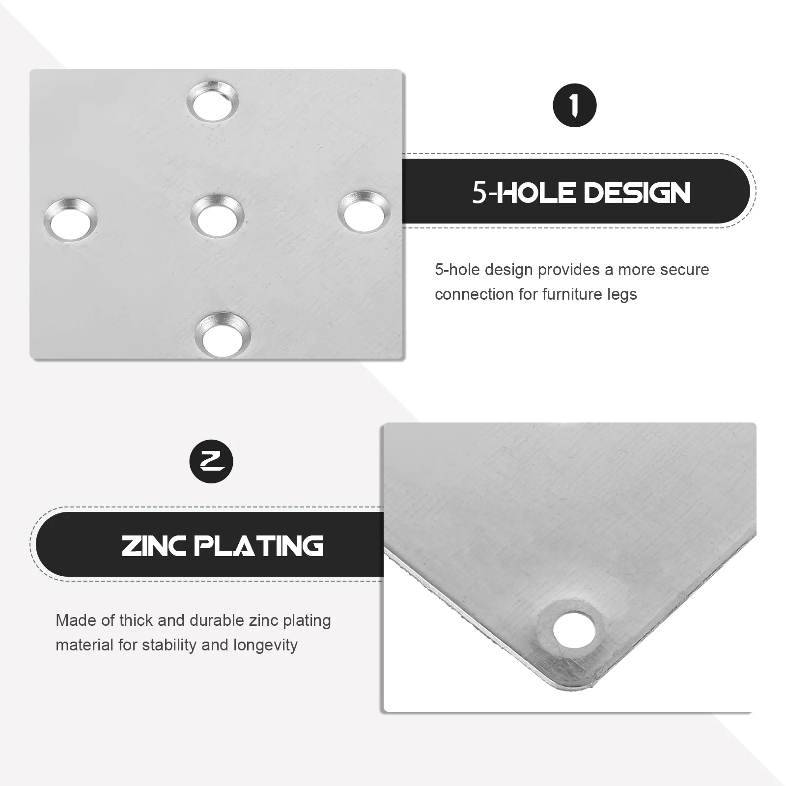 8 Pcs Thick Zinc Plated Furniture Fixing Plates Durable Sofa Leg Connectors Table Leg Brackets Furniture Leg Attachment Plates image 5