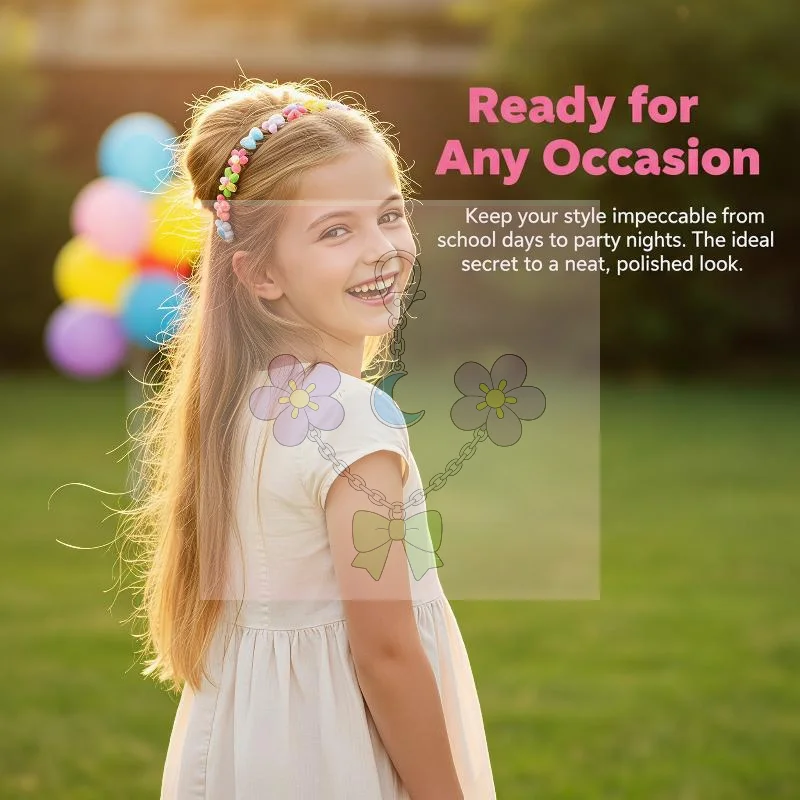 1Pcs Cute Kids Broken Hair Finisher Colorful Cartoon Charms Non Slip Design For Girls Daily Use School Parties Hairstyling