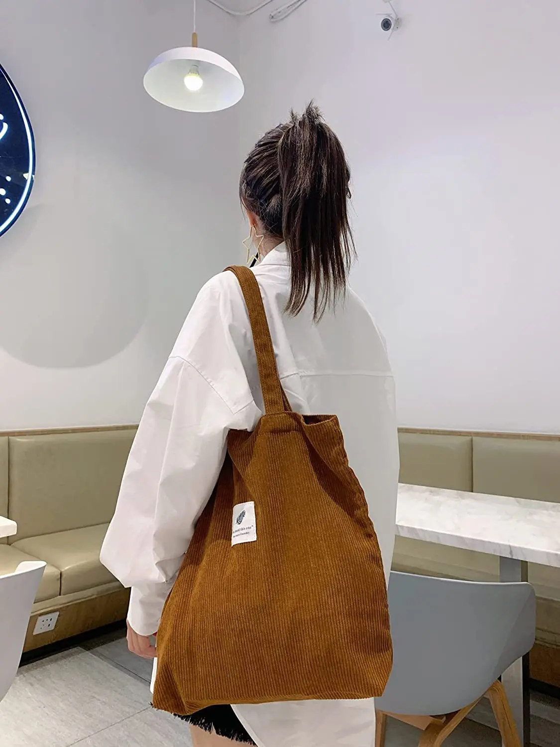 JIOMAY 2025 Damen Cord-Shopper-Tasche Stilvolle Tragetasche - Langlebige Casual Große Einkaufstasche mit Hoher Kapazität Perfekt für den Täglichen Gebrauch – Detail 11