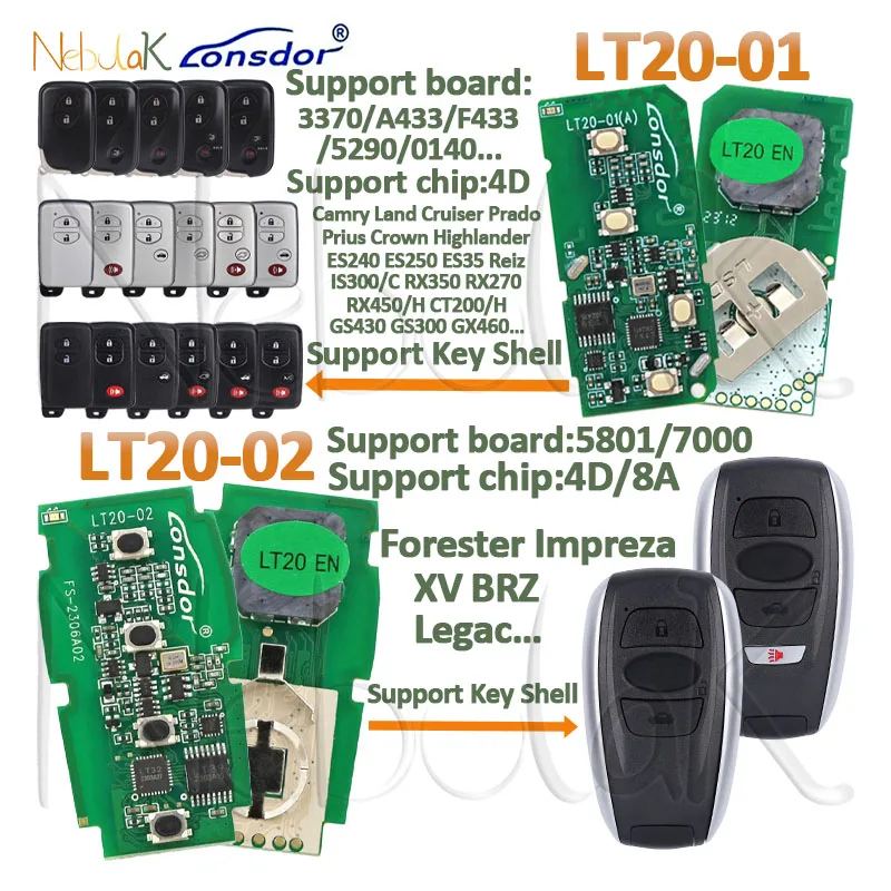 Universal Lonsdor LT20-01/02/03/04/05/06/07/08/10 Smart Key PCB Generate 8A 4D Frequency For Toyota Lexus Subaru Circuit Board