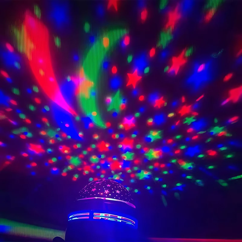 LED Mini Starry Sky Light Disco Ball Light  Star Projector Lamp 360 Degree Rotation 2 In 1 Function for Sleep Aid Home Bedroom