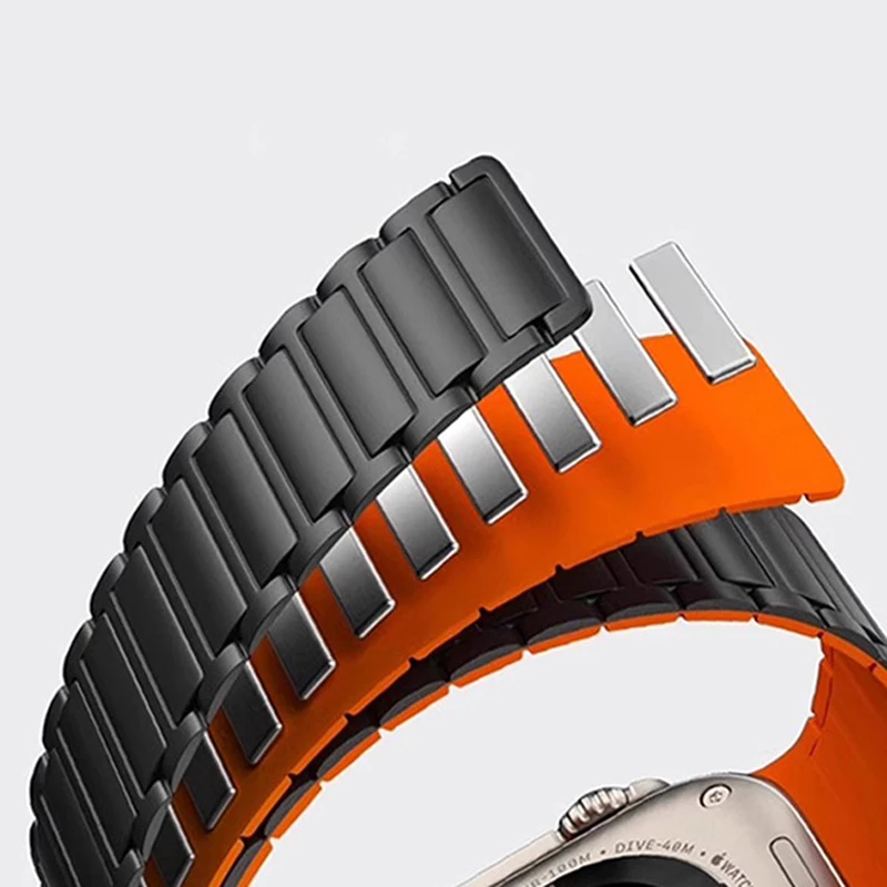 Магнитный ремешок для Apple Watch Band 46 мм 45 мм 44 мм 40 мм 49 мм 41 мм, силиконовый браслет-петля для iWatch Series 10 9 8 7 6 5 4 Se ultra 2