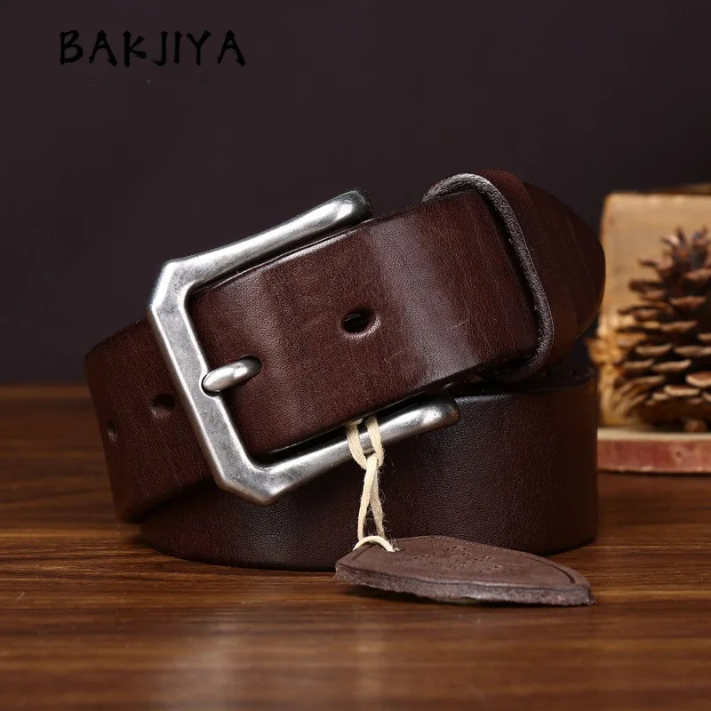 3.8cm Top Thick Retro Cowhide Belt for Men High Quality Stainless Steel Pin Buckle Leather Versatile Casual Jeans Belt for Men