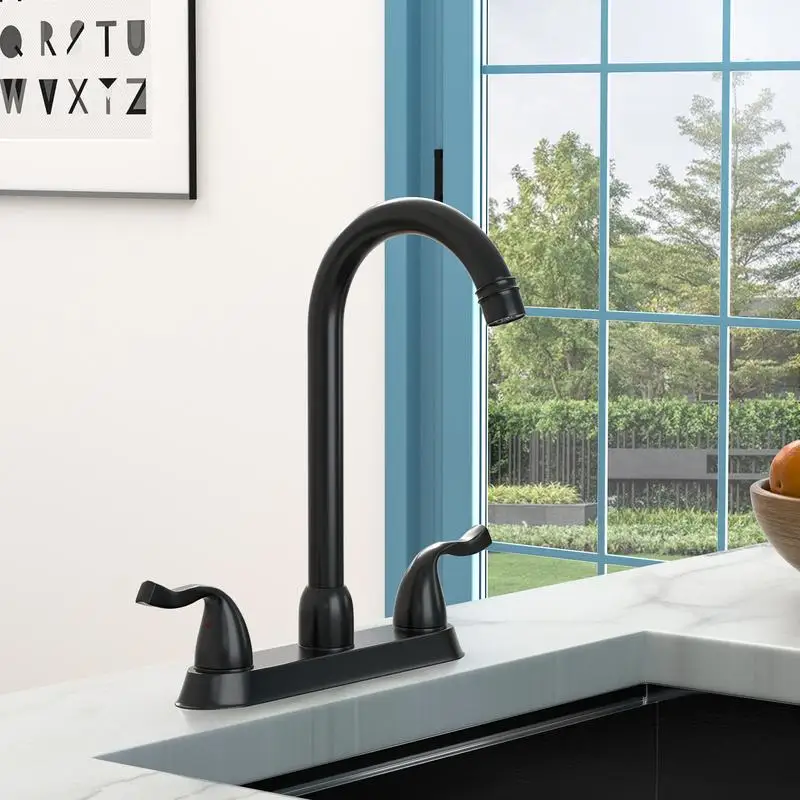 

Matte Black Kitchen Sink Faucet, 2 Handle Design, 3 Hole Installation, Elegant & Durable, Modern Home Upgrade