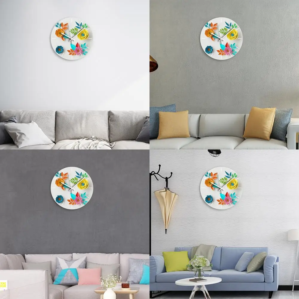 

Уникальный настенный декор с цветочным узором для ресторана, фойе, бесшумные кварцевые часы, популярный онлайн-хит