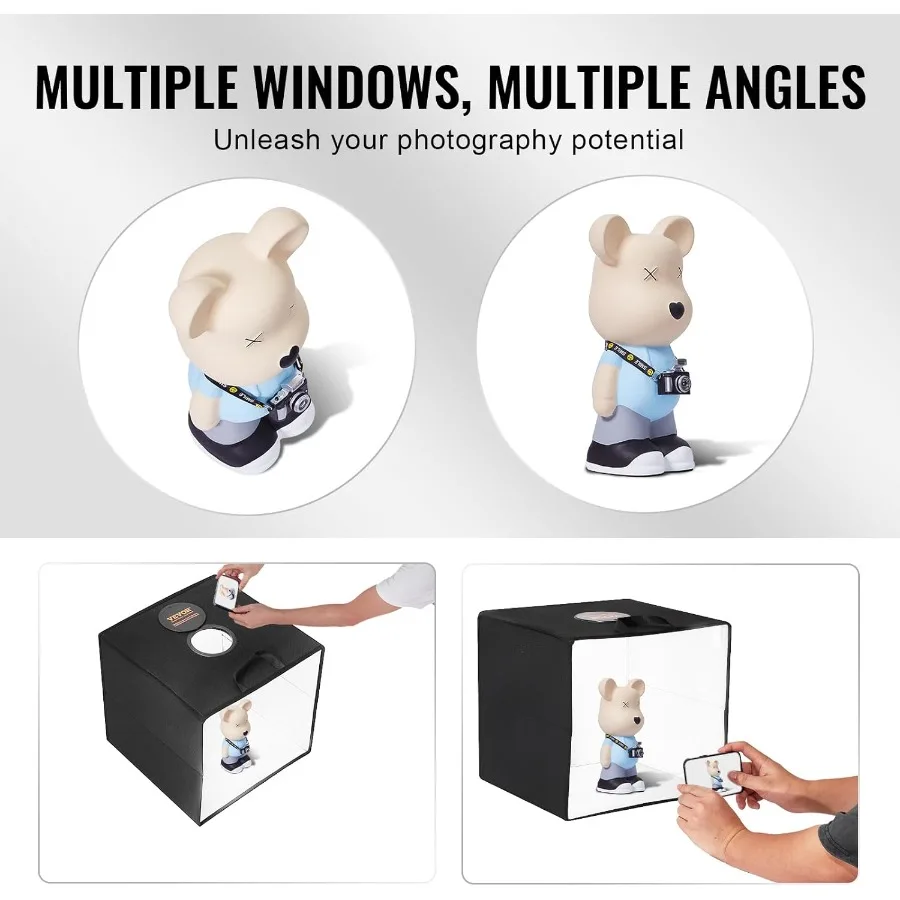 Caja de luz para estudio fotográfico 12 x 12 30005600K Kit de tienda de tiro profesional con 3 temperaturas de color ajustables con 120 LED 6 dobles