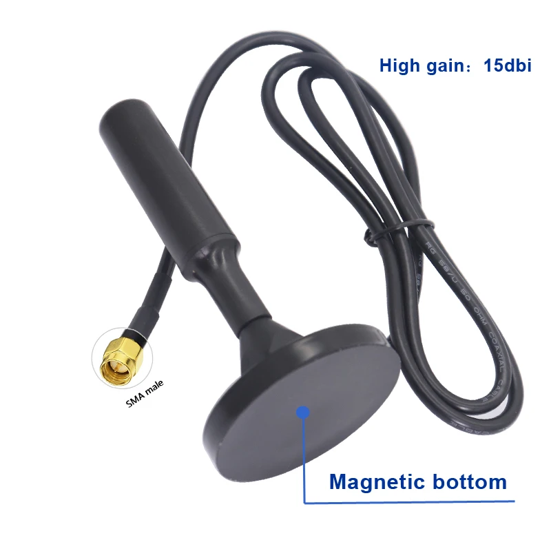 Signal Booster 3G GSM 800~980Mhz 868Mhz 915Mhz Lora External Omni WiFi Antenna High Gain 15DBI Aerial With Magnetic Base SMA