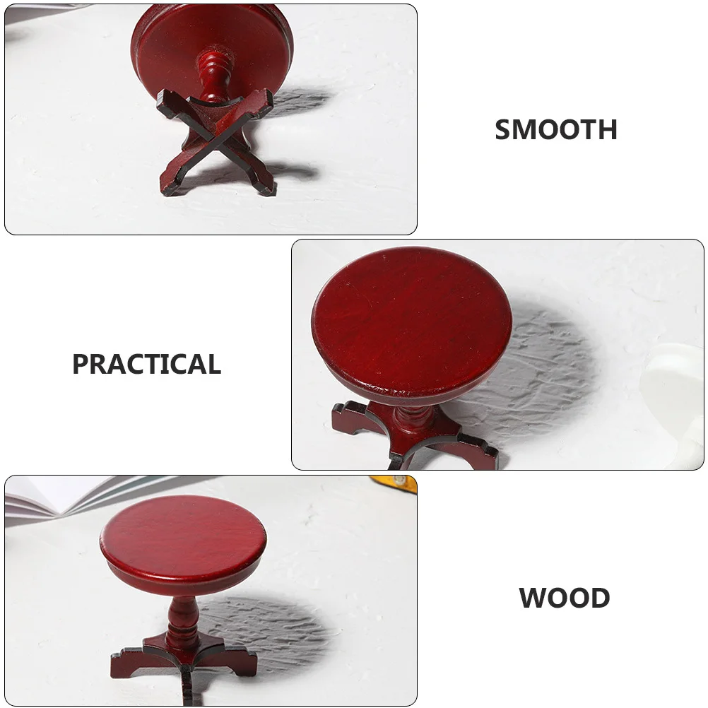 1 قطعة طاولة مستديرة صغيرة خشبية لتقوم بها بنفسك أثاث المنزل للأطفال مسرح ديكور طاولة صغيرة غرفة المعيشة المشهد الصغير