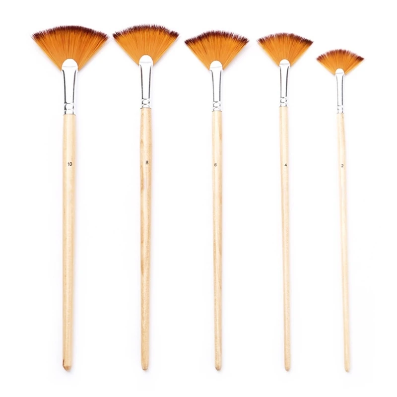 5 Pcs Fan Paint Brush Set Acrylic Paint Brushes Artist Paintbrushes Drawing Supplies for Watercolor Oil Temperas Painting