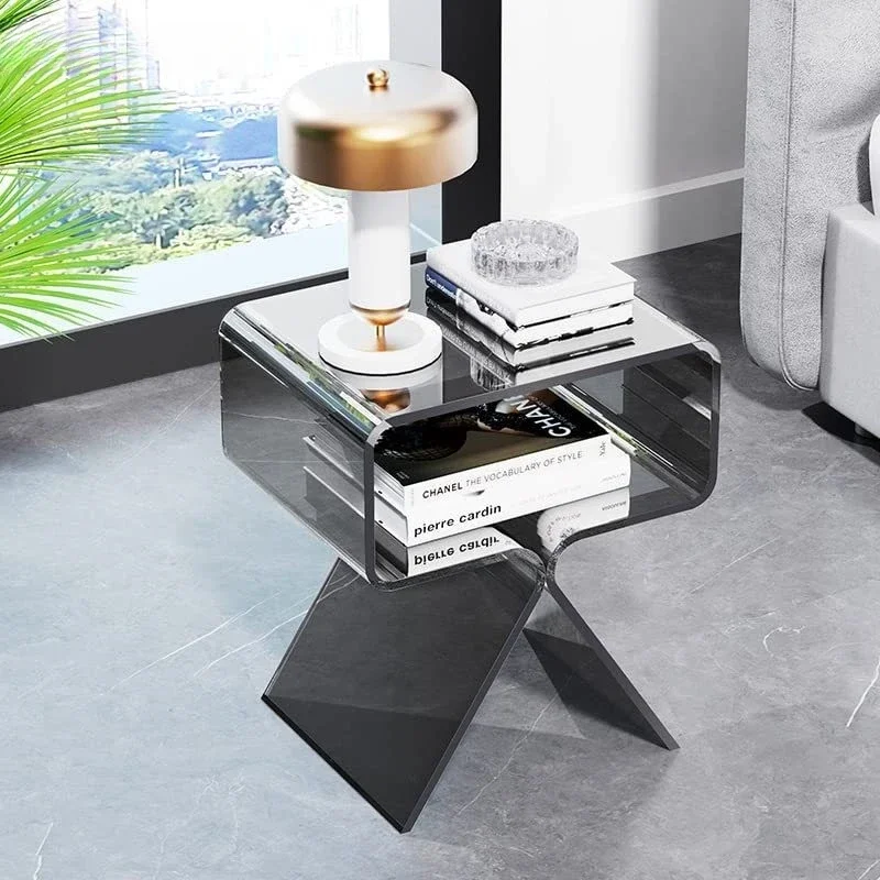 OMGD Nightstand Side Table Modern Design Transparent Home Decoration Living Room Display Side Table Simple Light Luxury Tea