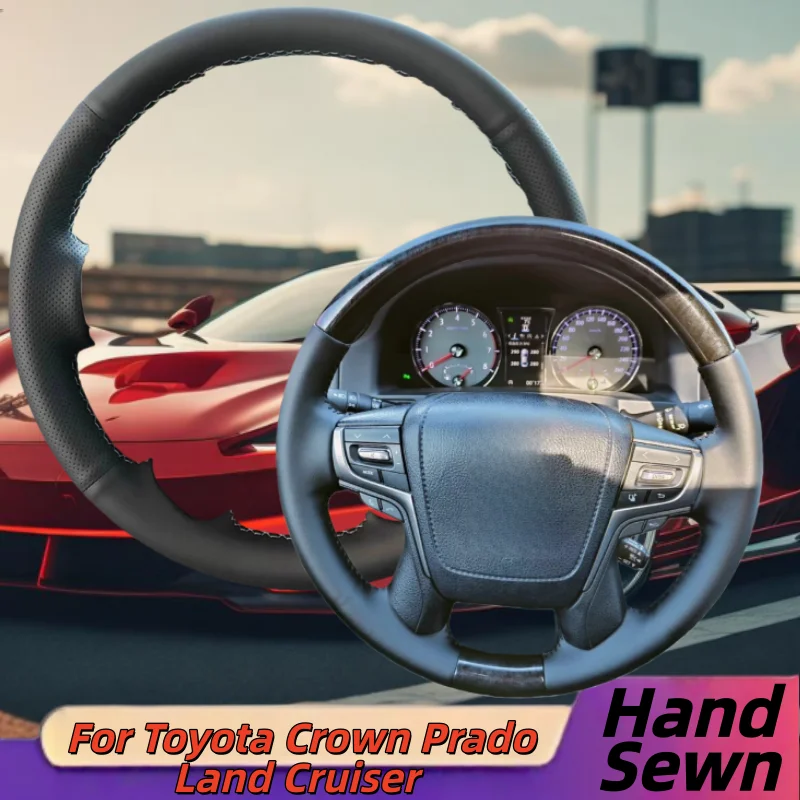 

Hand-Sewn Microfiber Leather Car Steering Wheel Cover For Toyota Crown Prado Land Cruiser Car Interior Accessories
