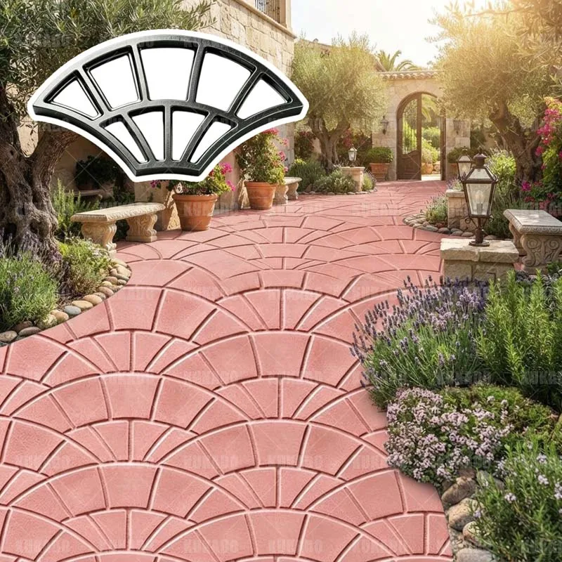 Chinese Style Boundless Fan Shadow Embossed Iron Mold for Concrete Anti-Slip Courtyard Square Construction Beautiful Unlimite