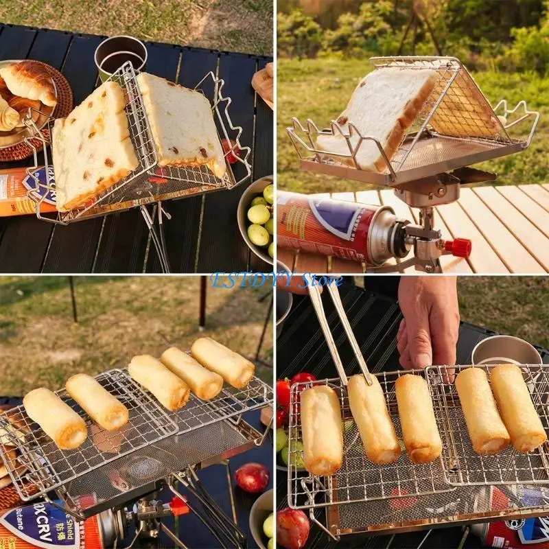 

G6DE Stainless Steel Camping Grill Rack Foldable BBQ Grill Grates Barbecue Mesh