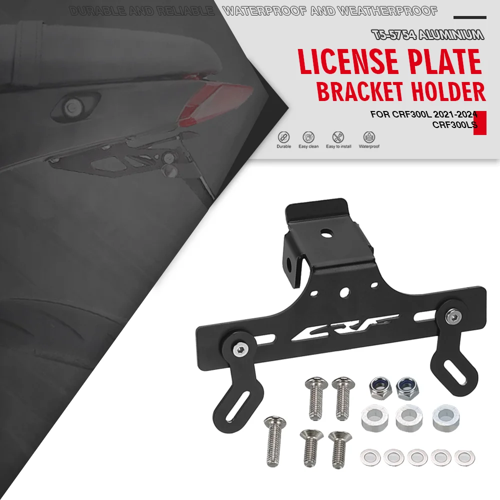 FOR HONDA CRF300L RALLY ABS 2021-2024 License Plate Bracket Holder with LED Light Indicator rear bracket with light CRF300 LS