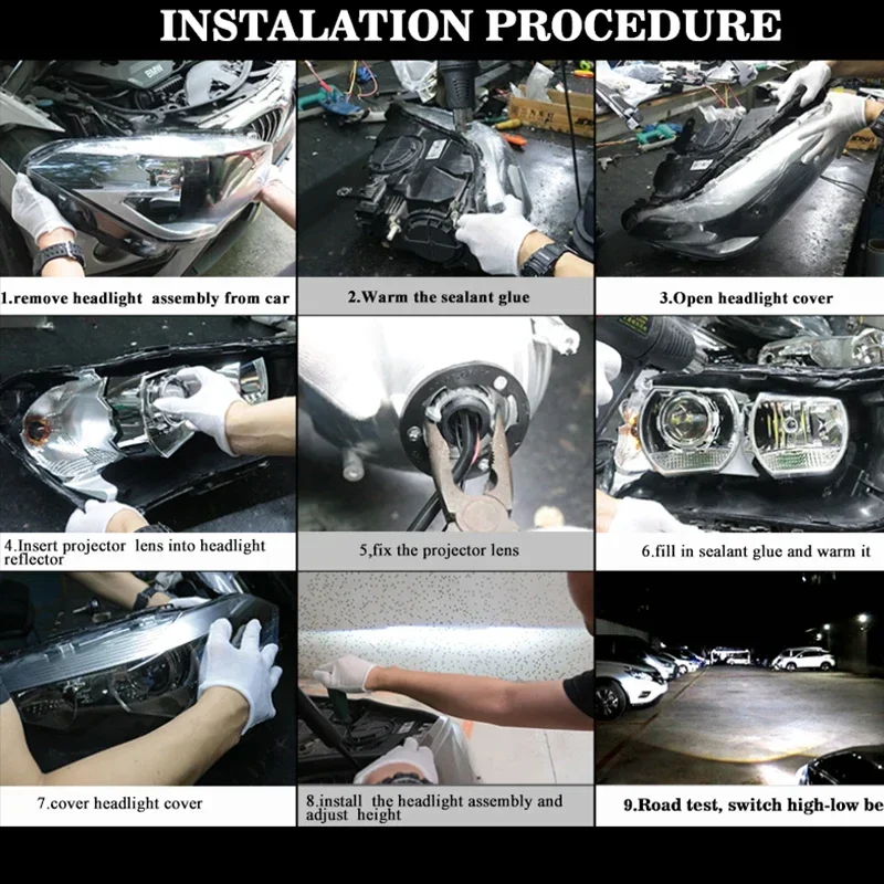 SANVI 2.5 inches Dual Chips  Bi LED Projector Lens Headlamp for Car 47W 5500k  H4 H7 9005 9006 Auto LED Headlamp
