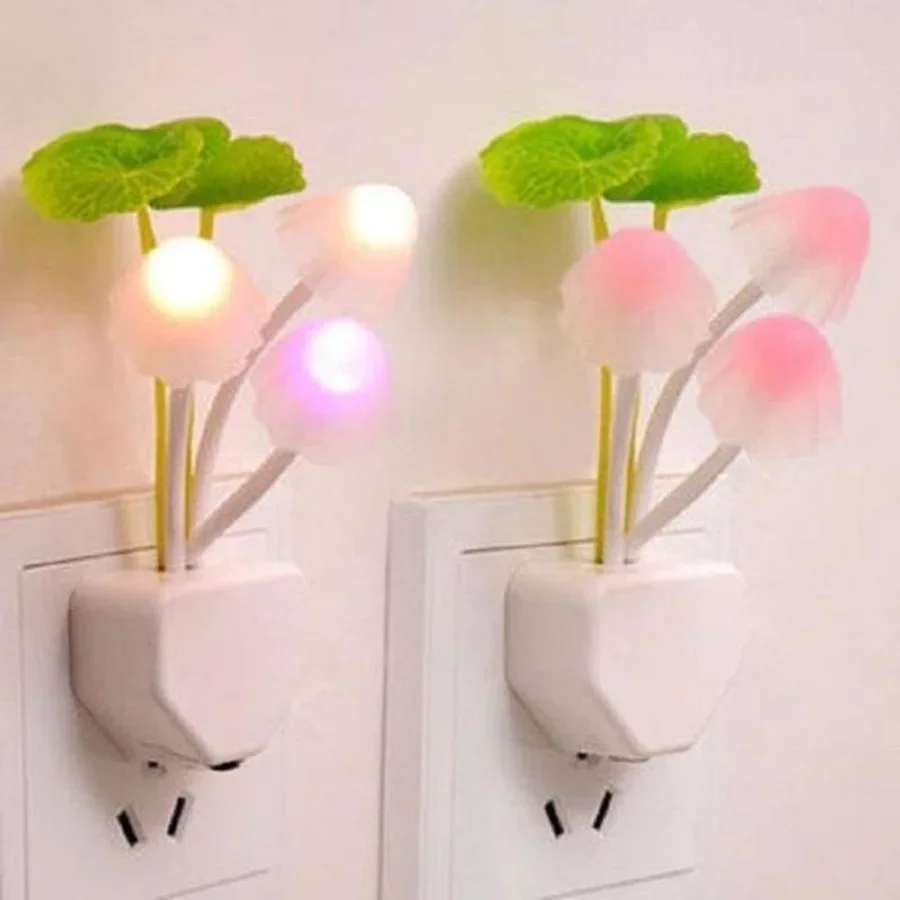 LED Night Light Sensor 3 LED Colorful Dream Flower Mushroom Lamp Novelty Night Light Bedroom Babyroom Lamps for Kids Gifts