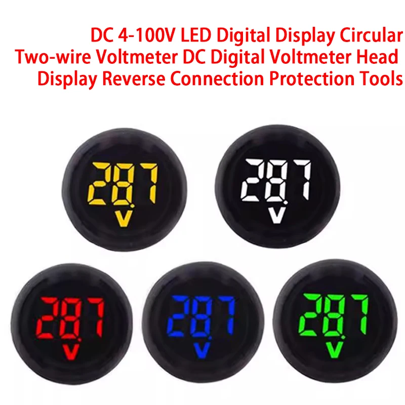 DC 4-100V LED Digital Display Runde Zwei-draht Voltmeter DC Digital Auto Spannung Strom Meter Volt detektor Tester Monitor – Detail 2