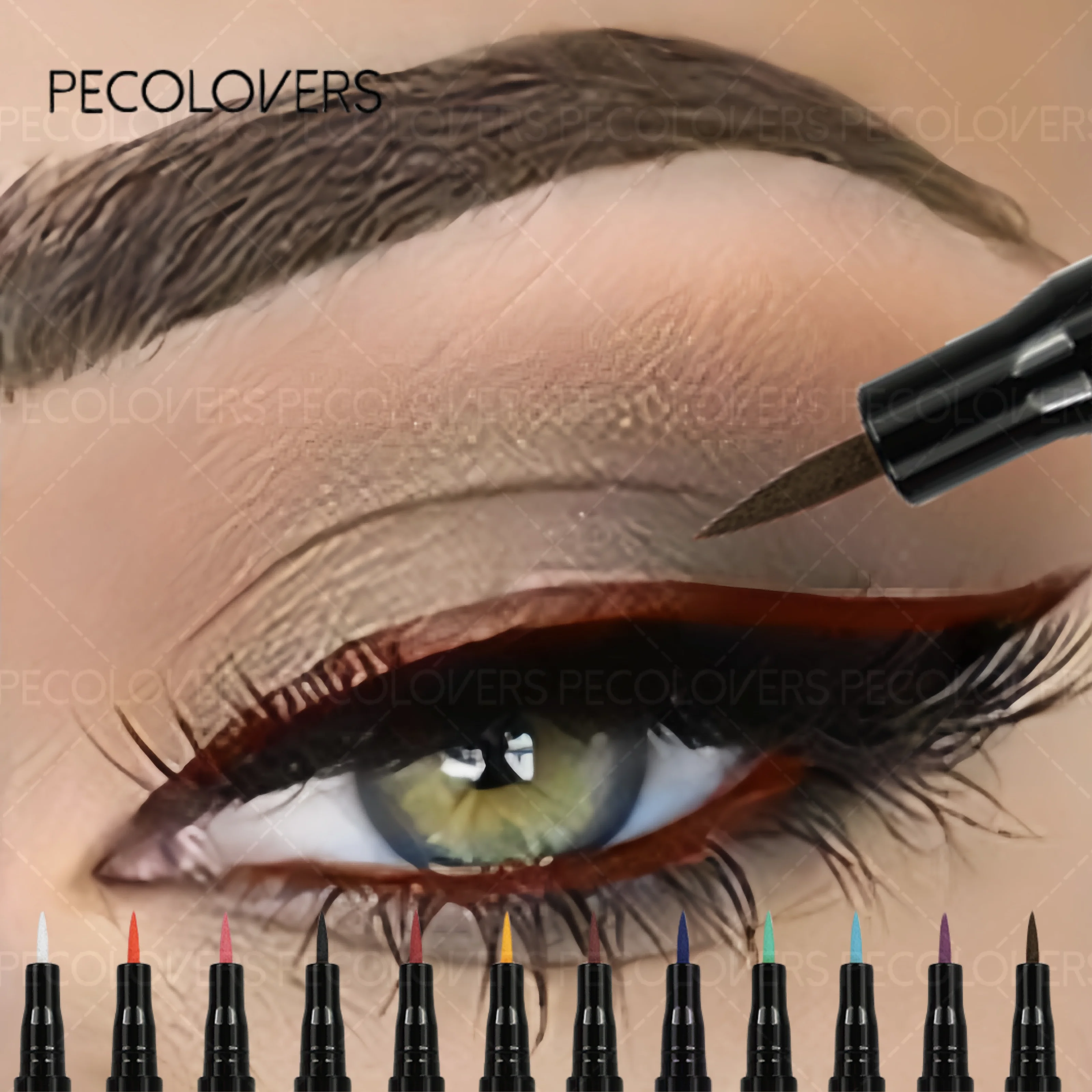 ปากกาอายไลเนอร์สีสันสดใสกันเหงื่อ, แห้งเร็ว, ระบายสีง่าย, ดินสอเขียนขอบตาแบบน้ำ, เหมาะสำหรับการแต่งหน้าทุกวันและงานปาร์ตี้