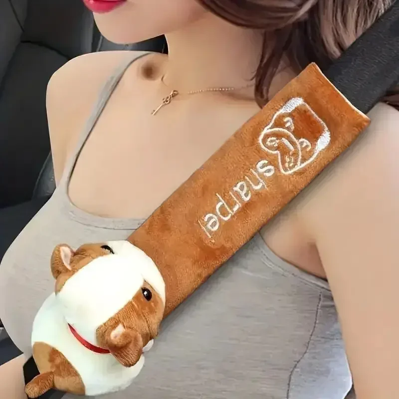 Universal Car Seat Belt Shoulder Cover Cute Dog Cat Style Comfortable Plush Safetybelt Protective Straps Auto Accessories Amagi