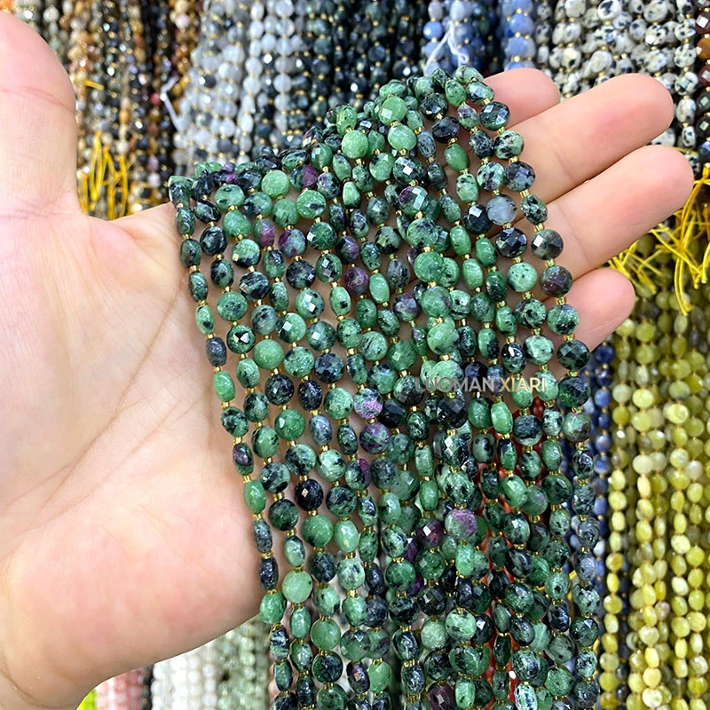 Großhandel Rondelle Facettierte Chrysanthemen-Jade 6mm Naturstein-Abstandsperlen für Schmuckherstellung DIY Armbänder Anhänger Zubehör – Detail 5