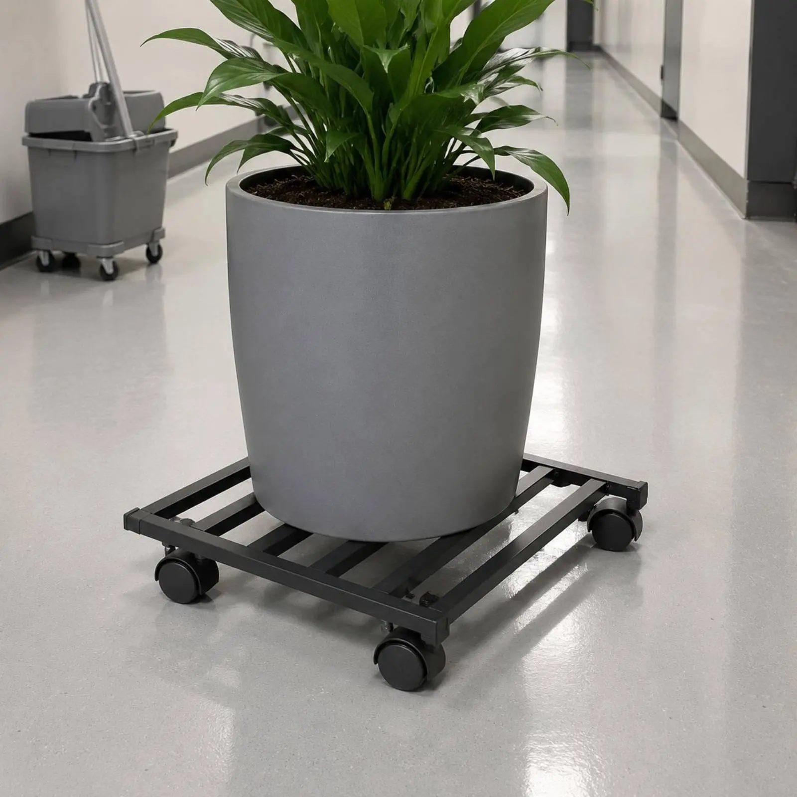 Square Plant Dolly Easy to Move Plant Stand on Wheels Rolling Pot Tray Heavy Duty Planter Base High Weight Capacity for Patio