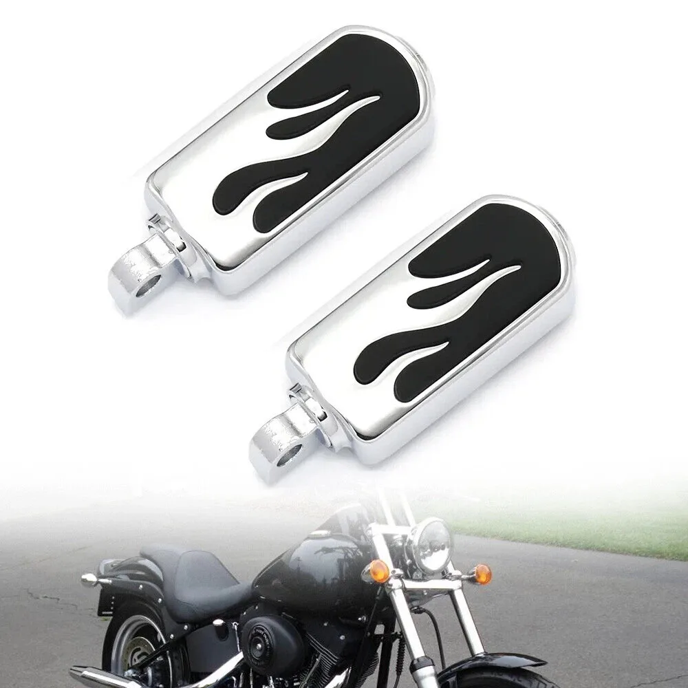 

1 пара подножек 10 мм с пламенным узором, универсальные для Harley, для индийских, Yamaha, Suzuki