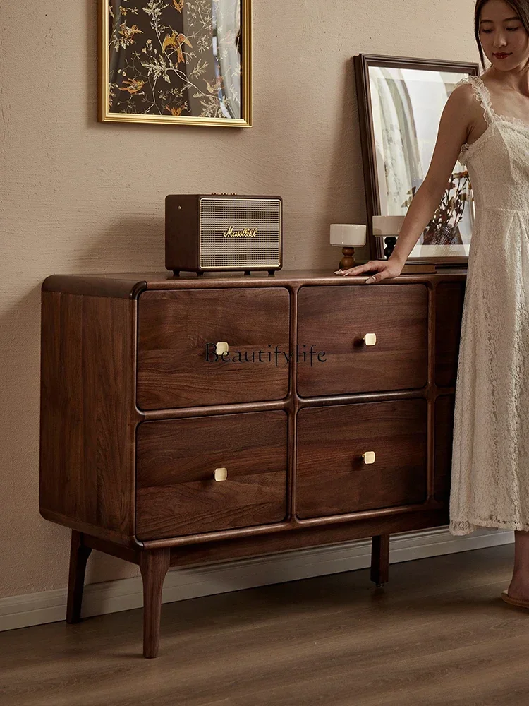 خزانة من الخشب الصلب، جوز أسود أمريكي الشمالي، خزانة جانبية لغرفة المعيشة الحديثة في الشمال