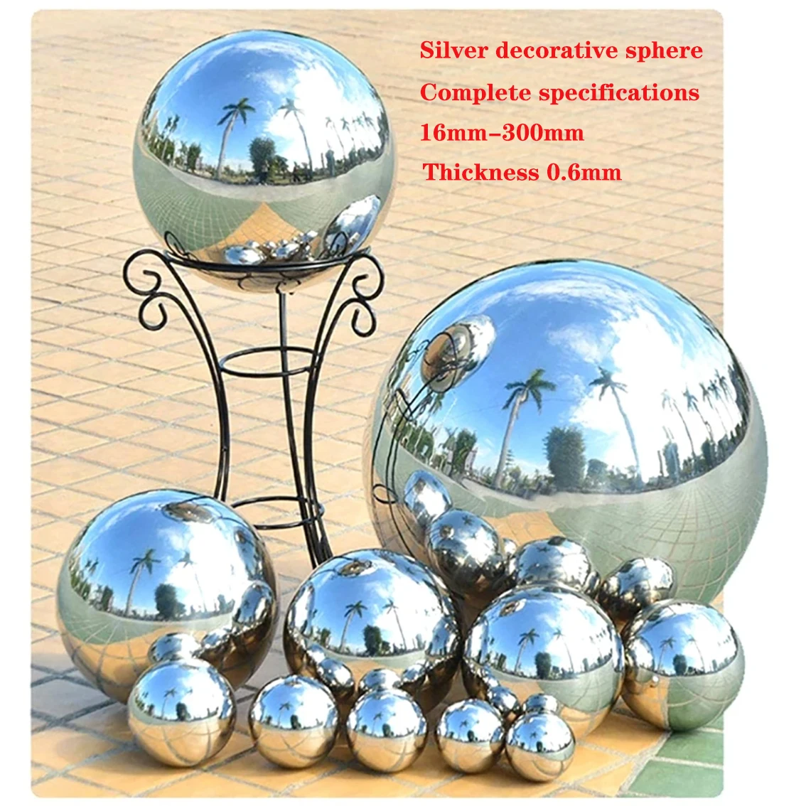 1Pcs Stainless Steel Hollow Sphere Thickened High-quality 304 Stainless steel Spherical Staircase Decoration