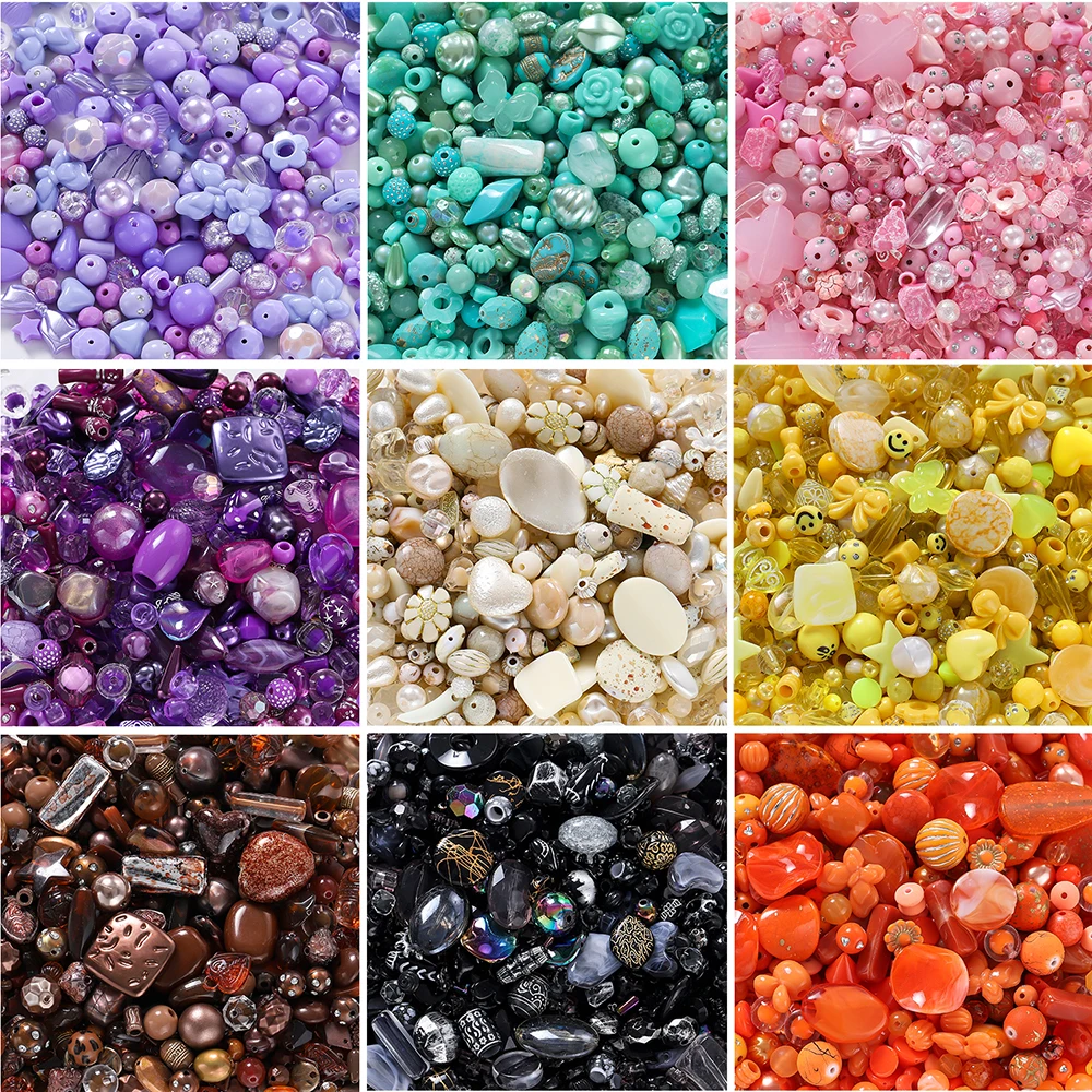 Perles mixtes nacrées colorées en acrylique, 20g, 2-45mm, breloque d'imitation ABS, perles amples, résultats de bijoux de comptoir, vente en gros