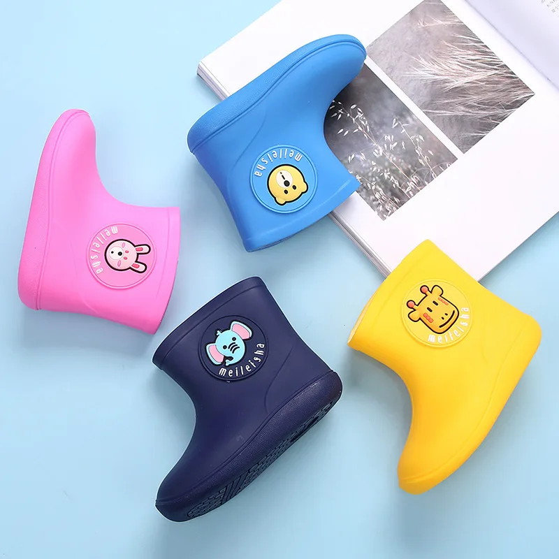 Rubber Boots For Children Waterproof Anti-slip Padded Shoes Rainy Day Wear Removable Inner Lining Cartoon Style Fashion Dress