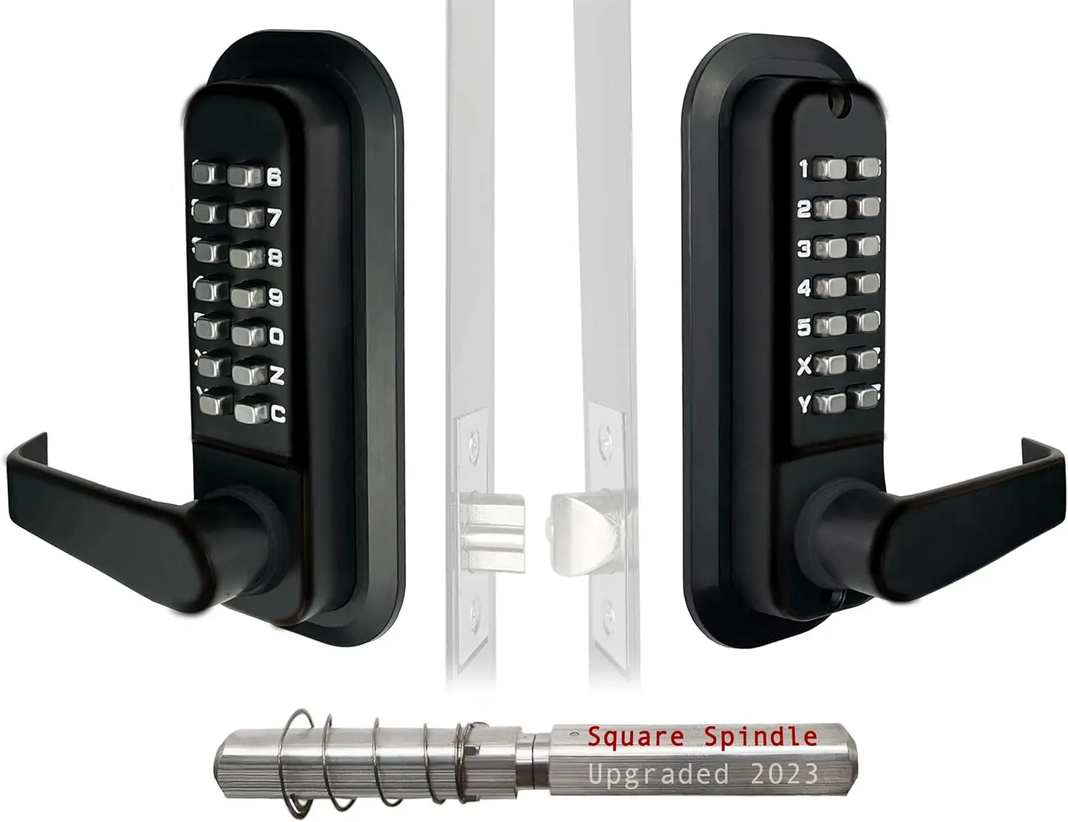 Double-Sided Keyless Entry Door Lock - Bump Key Proof Mechanical Door Lock with Lever Handle - [Square Spindle] Easier