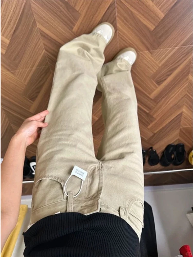 Khaki Relaxed Bootcut Women Jeans 2026 Autumn New High Waist Figure Flattering Denim Trousers Casual Flared Floor-length Pants