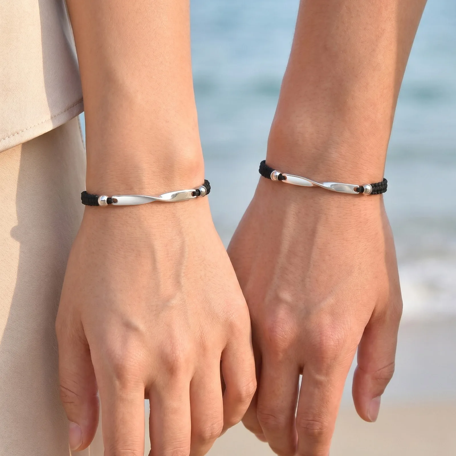 Möbius Paar-Armband für Männer und Frauen, Wasserdichtes Edelstahl-Nylonseil Gewebtes Verstellbares Armband, Jubiläumsgeschenk – Detail 4